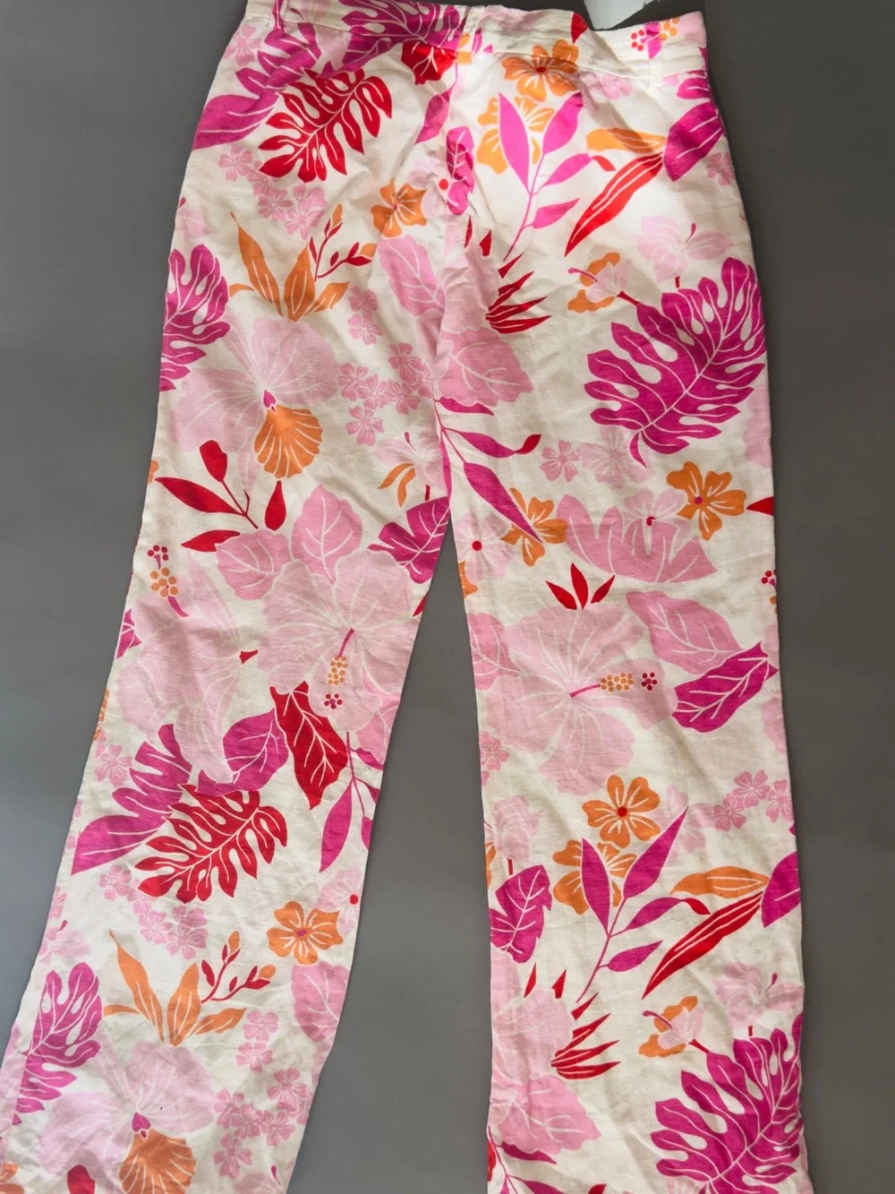 Zara Pink, Orange & Red Floral Straight Leg Trousers